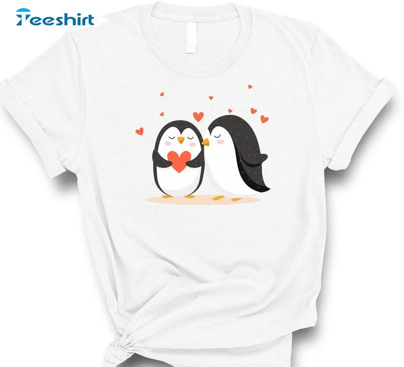 Cute Valentines Day Penguins Shirt, Trending Long Sleeve Sweatshirt