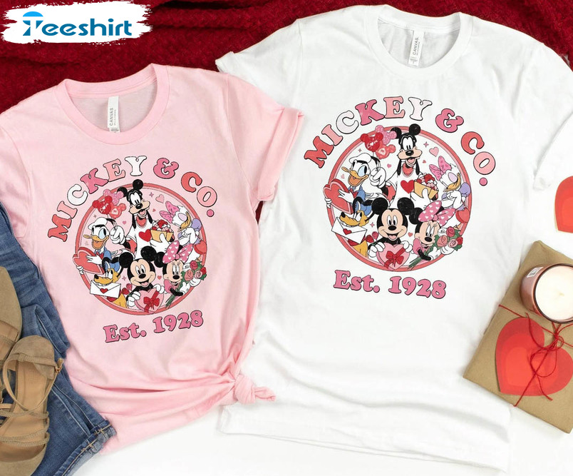 Mickey And Co Est 1928 Valentine Shirt, Happy Valentine's Day Short Sleeve Unisex T-shirt