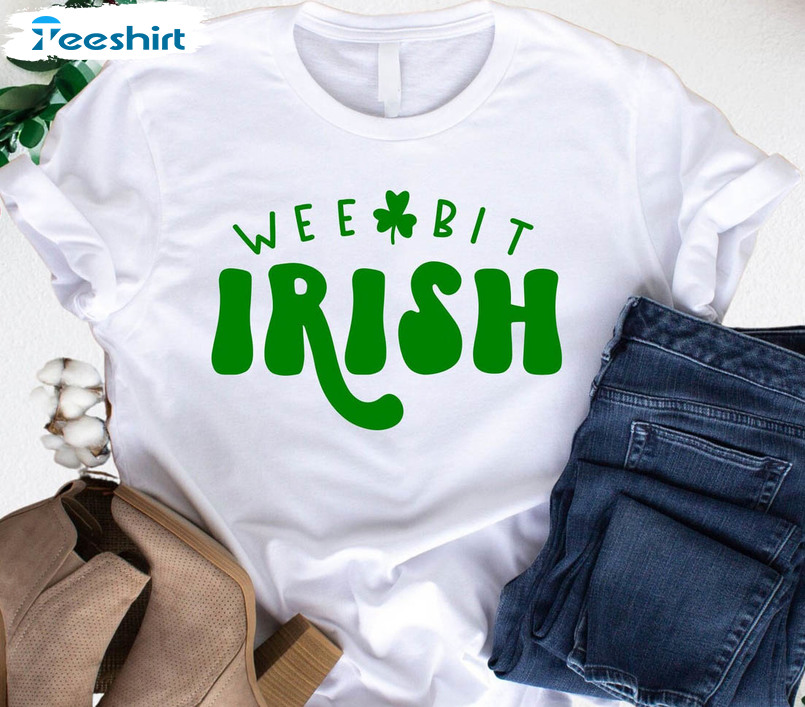 Wee Bit Irish Shirt, Shamrock Clover Unisex Hoodie Short Sleeve