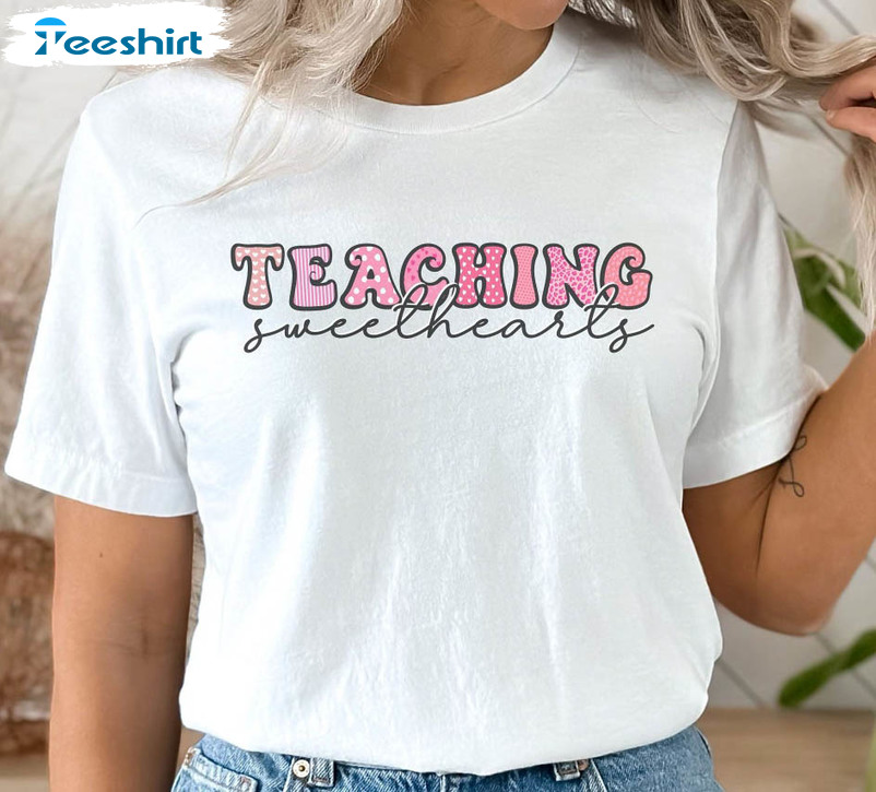 Teaching Sweethearts Vintage Shirt, Teacher Valentine Unisex Hoodie Crewneck