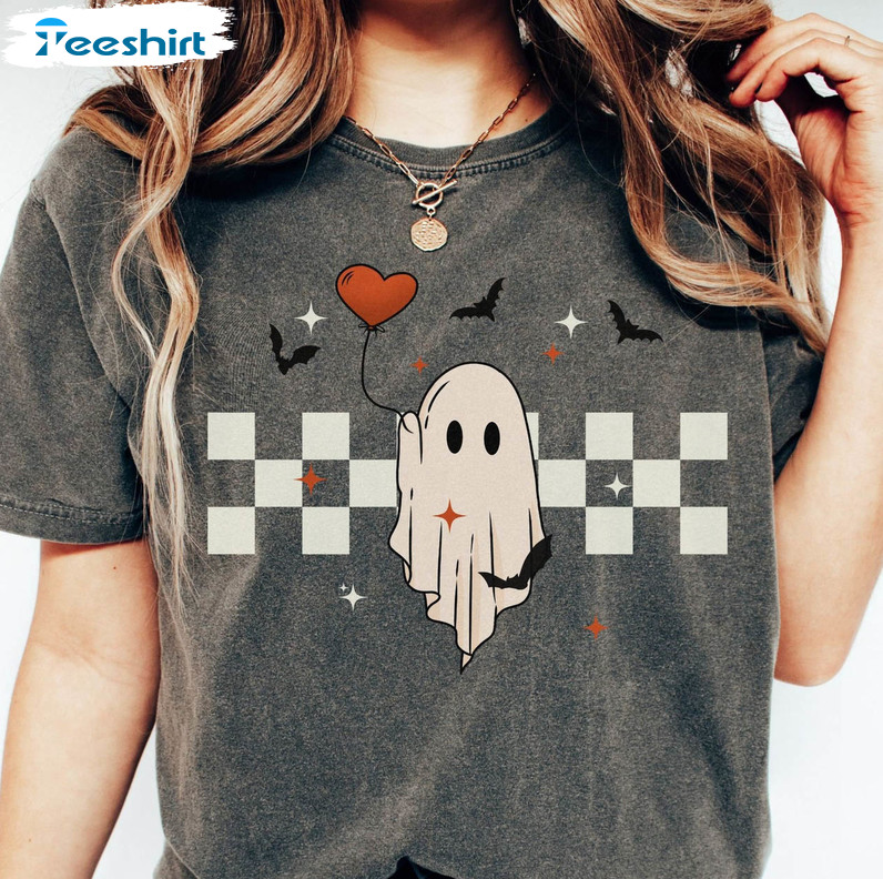 Cute Funny Ghost Shirt, First Valentines Day Unisex Hoodie Short Sleeve