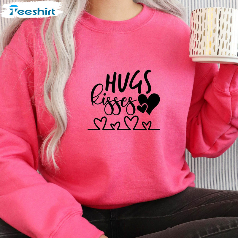 Hugs Kisses Valentines Shirt, Couples Short Sleeve Tee Tops