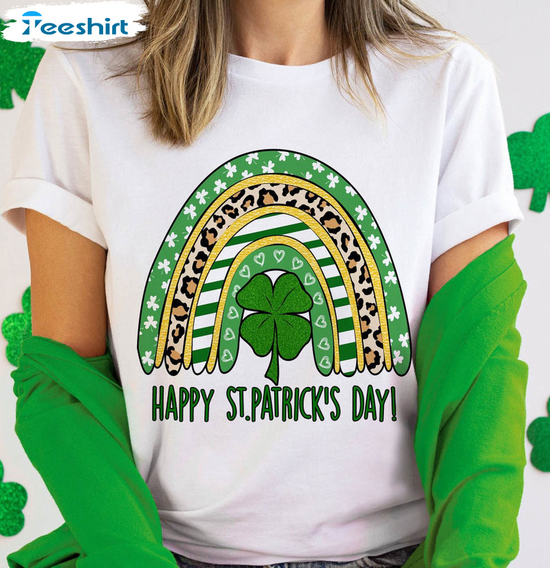 Happy St Patrick's Day Rainbow Shirt, Cute Crewneck Unisex T-shirt