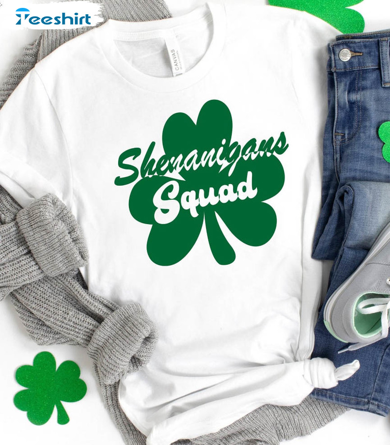 Shenanigans Squad Trendy Shirt, St Patrick's Day Short Sleeve Crewneck