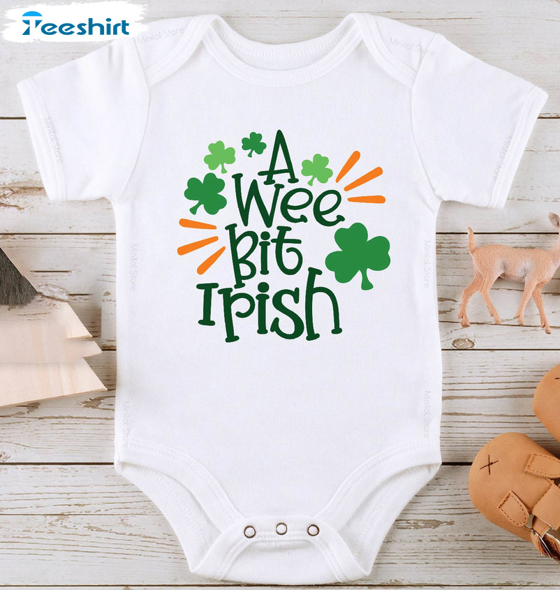 Wee Bit Irish Shirt, St Patricks Day Unisex T-shirt Short Sleeve