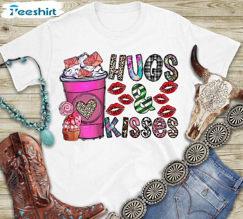 Hugs And Kisses Vintage Shirt, Valentines Day Cute Tee Tops Unisex Hoodie