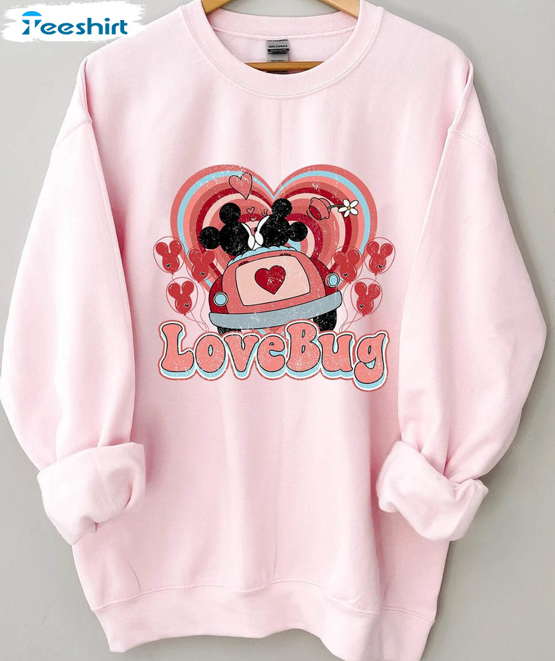 Vintage Mickey Minnie Love Bug Valentine Shirt, Disney Valentine Short Sleeve Tee Tops
