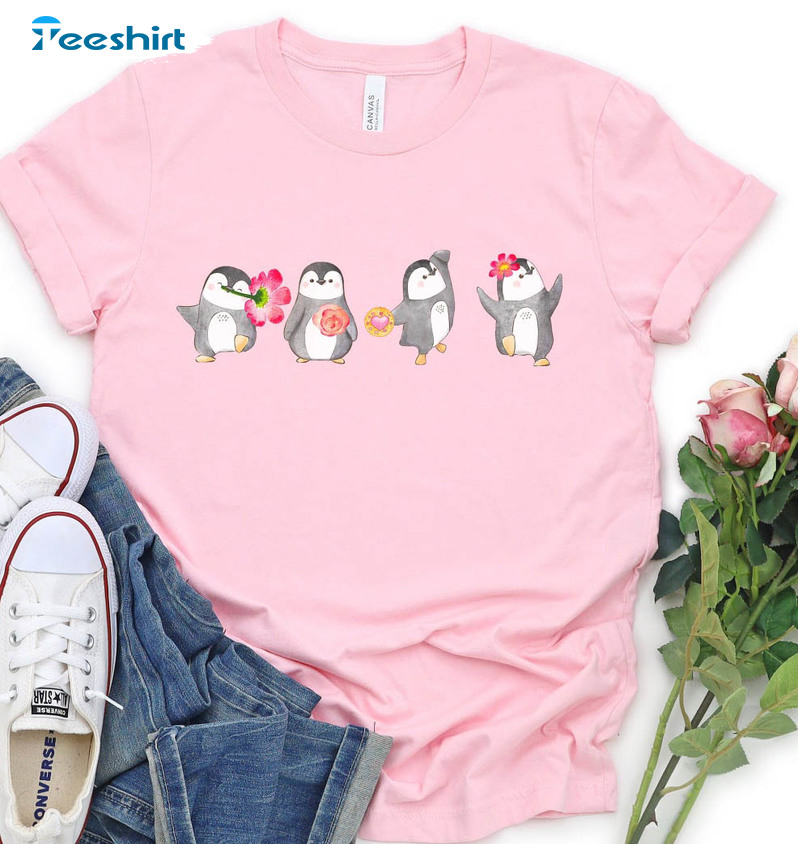 Valentine's Day Penguins Shirt, Cute Valentine's Day Unisex Hoodie Long Sleeve