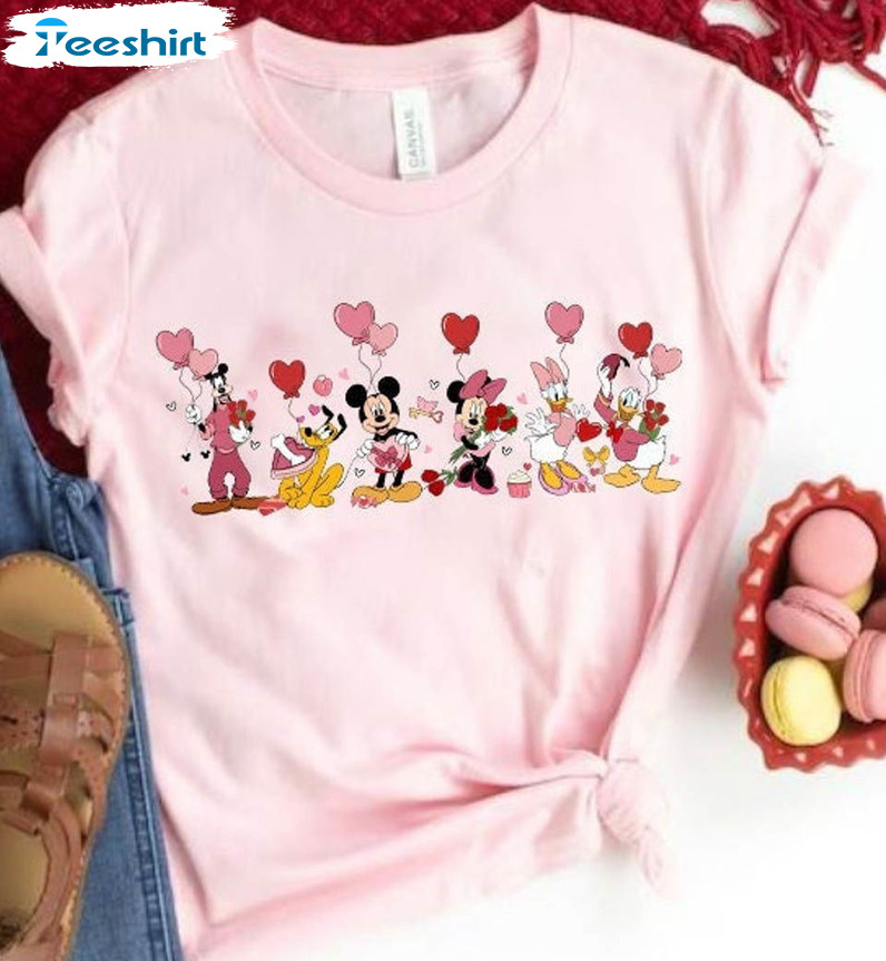 Mickey And Minnie Valentine Shirt, Disney Balloons Long Sleeve Tee Tops