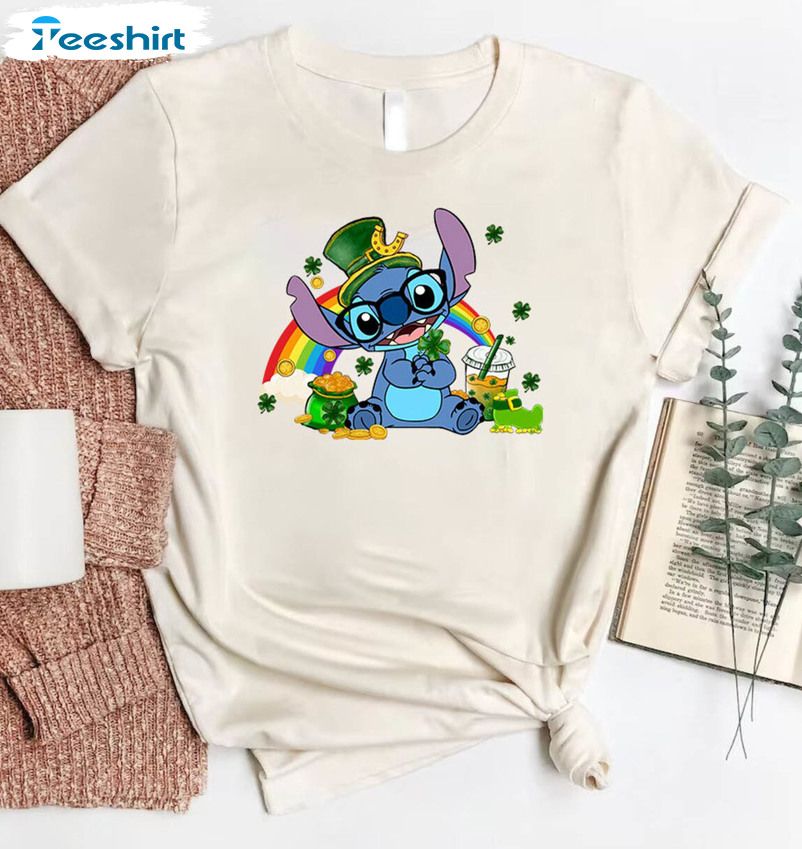 Disney Stitch Patricks Day Shirt, Stitchh Shamrock Unisex Hoodie Tee Tops