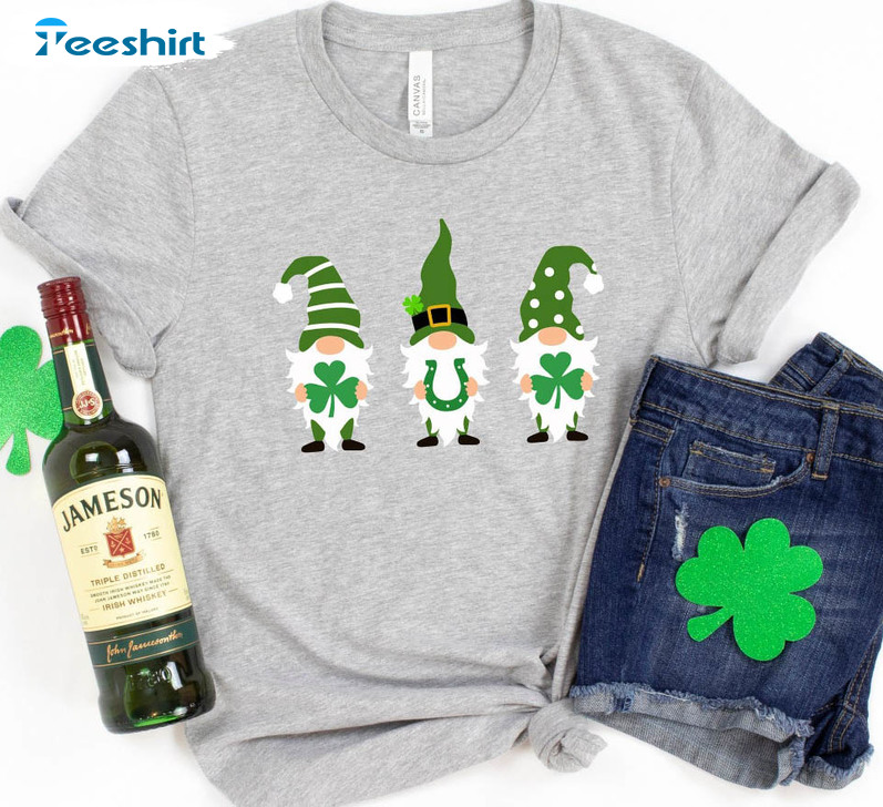 St Patricks Day Gnome Shirt, Shamrock Vintage Short Sleeve Long Sleeve