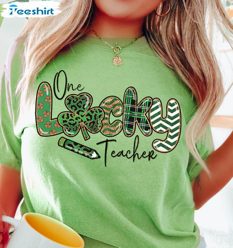 One Lucky Teacher Shirt, St Patricks Day Teacher Short Sleeve Tee Tops