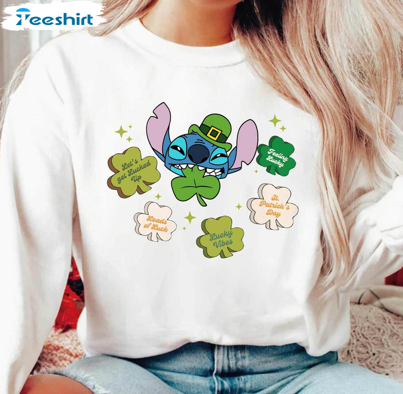 Stitch Patricks Day Vintage Shirt, Funny Stitch Unisex Hoodie Short Sleeve