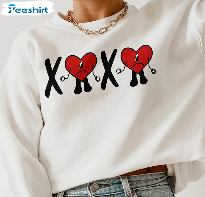 Xoxo Bad Bunny Funny Shirt, Bad Bunny Valentines Crewneck Unisex T-shirt