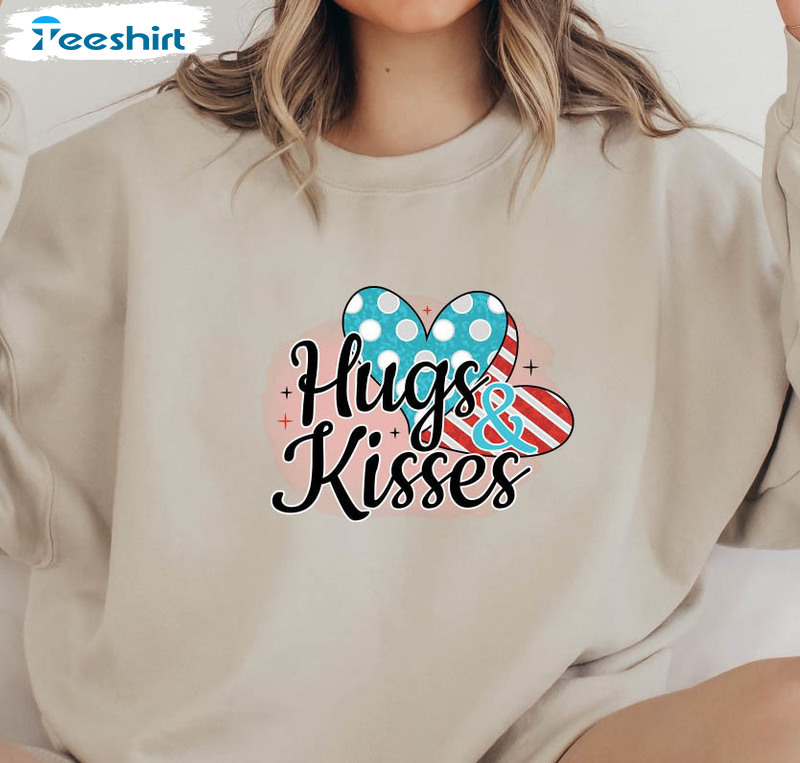 Hugs Kisses Couples Shirt, Valentines Day Tee Tops Unisex Hoodie