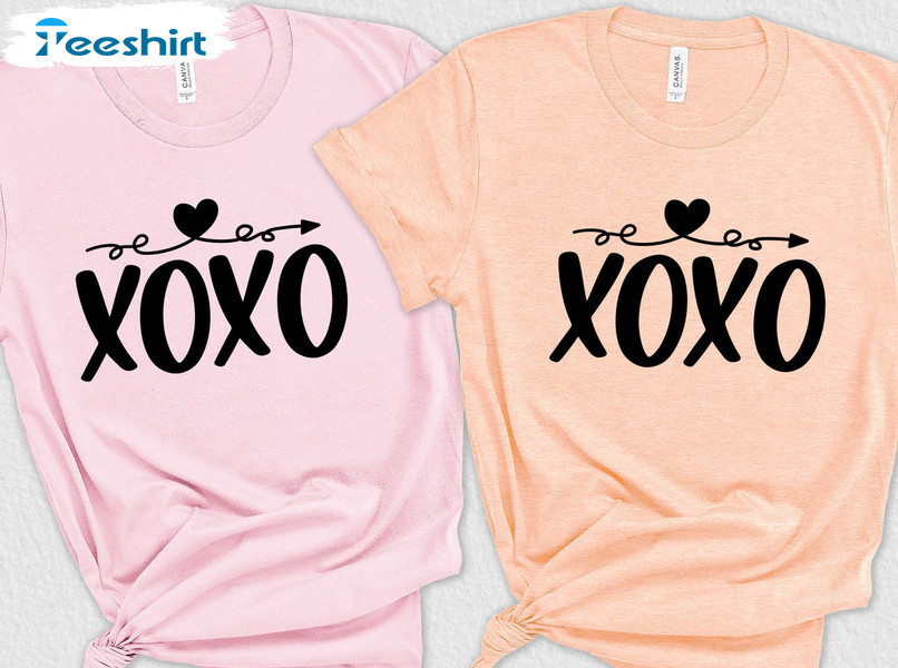 Xoxo Valentines Day Shirt, Couples Unisex Hoodie Long Sleeve