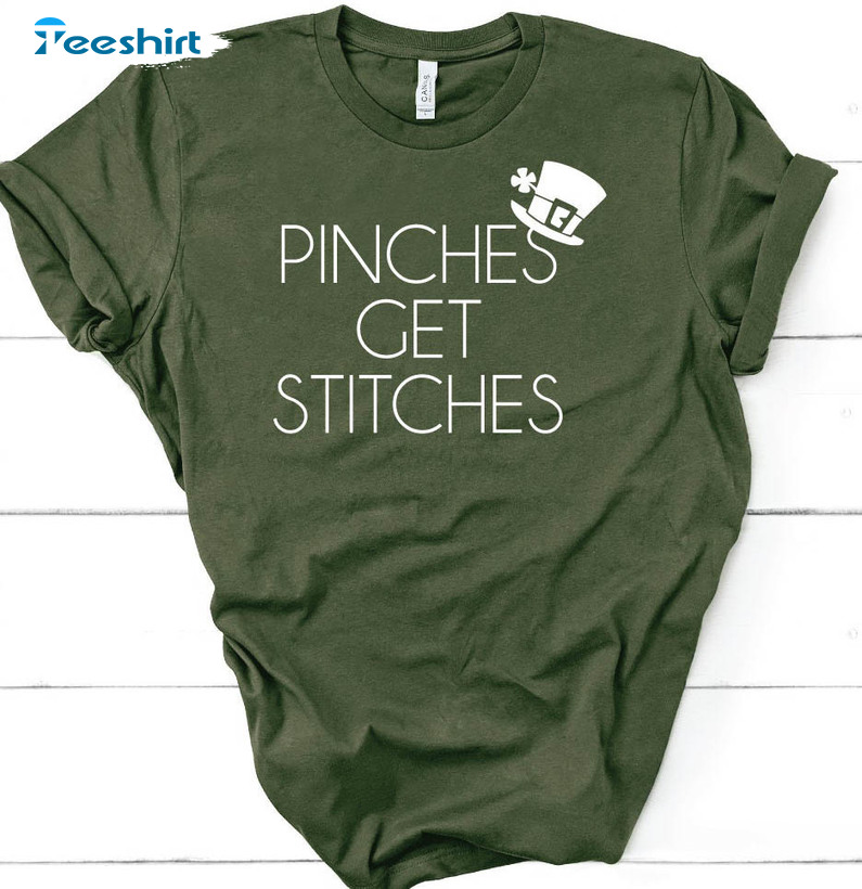 Pinches Get Stitches Shirt, Funny St Patrick's Day Long Sleeve Unisex Hoodie