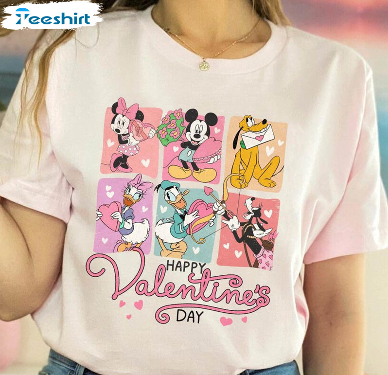 Mickey And Friends Cute Shirt, Happy Valentine's Day Tee Tops Unisex T-shirt