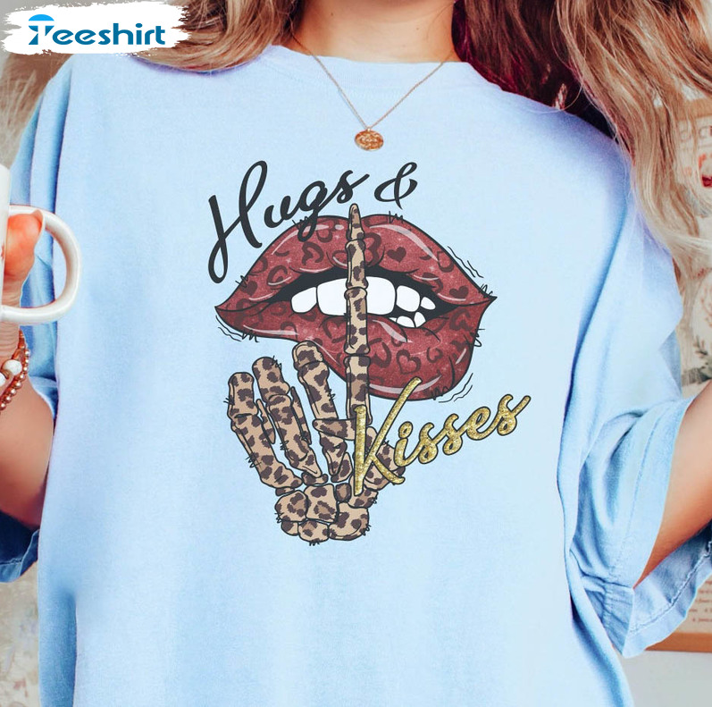 Hugs And Kisses Shirt, Valentines Day Unisex T-shirt Short Sleeve