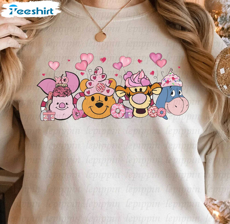 Winnie The Pooh Latte Valentine Shirt, Coffee Valentine Short Sleeve Unisex T-shirt