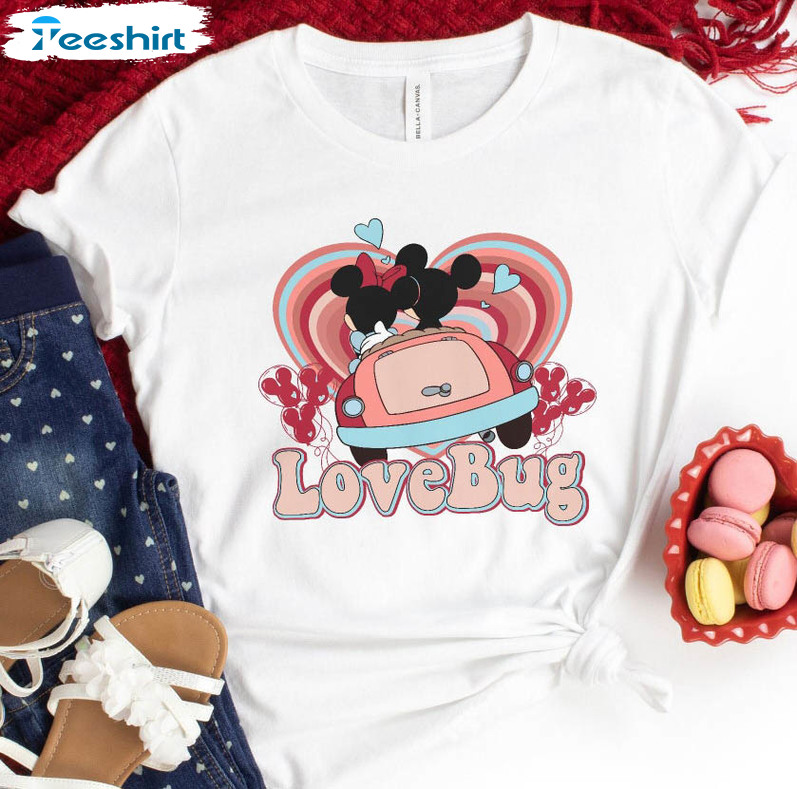 Valentine Love Bug Shirt, Mickey Minnie Couple Unisex T-shirt Short Sleeve
