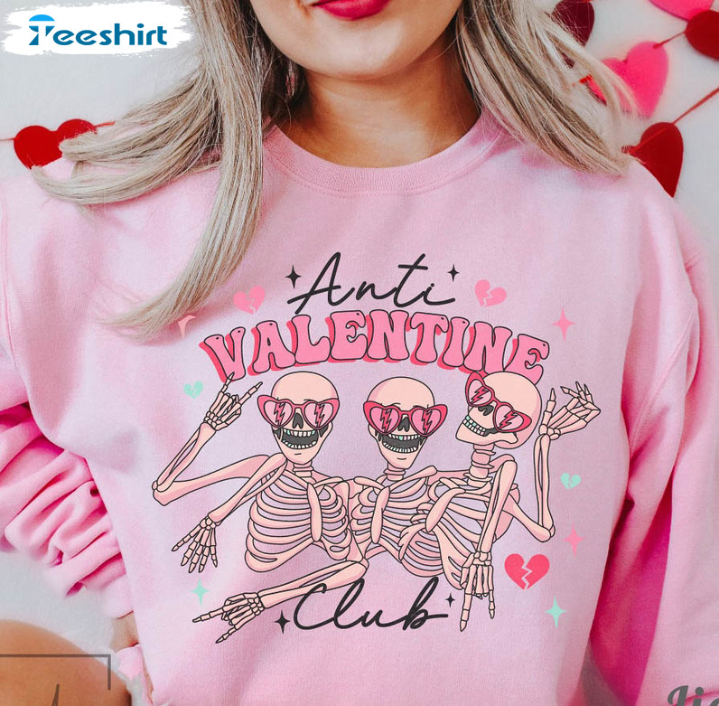 Retro Anti Valentines Club Sweatshirt , Funny Short Sleeve Long Sleeve