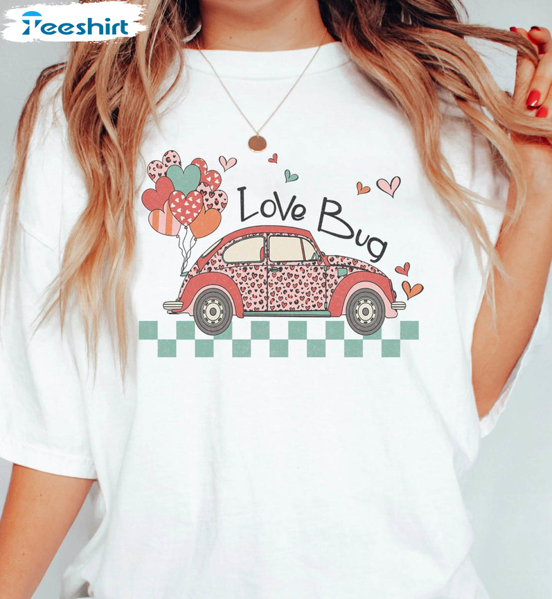 Valentine Love Bug Shirt, Funny Valentines Day Short Sleeve Crewneck
