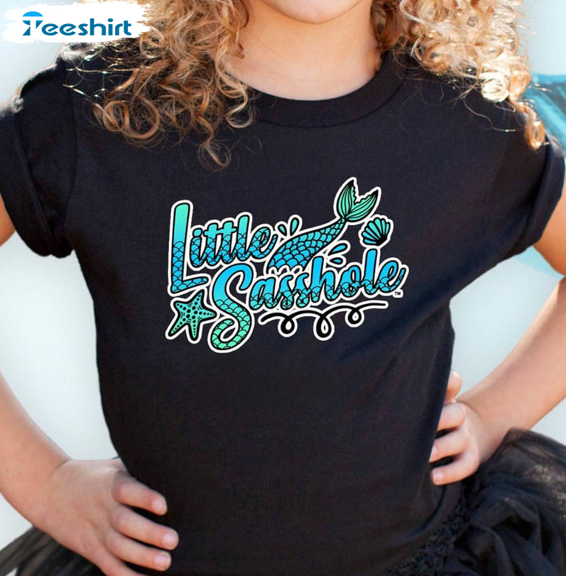 Little Sasshole Trade Cute Mermaid Shirt, Mermaid Toddler Sweater Long Sleeve