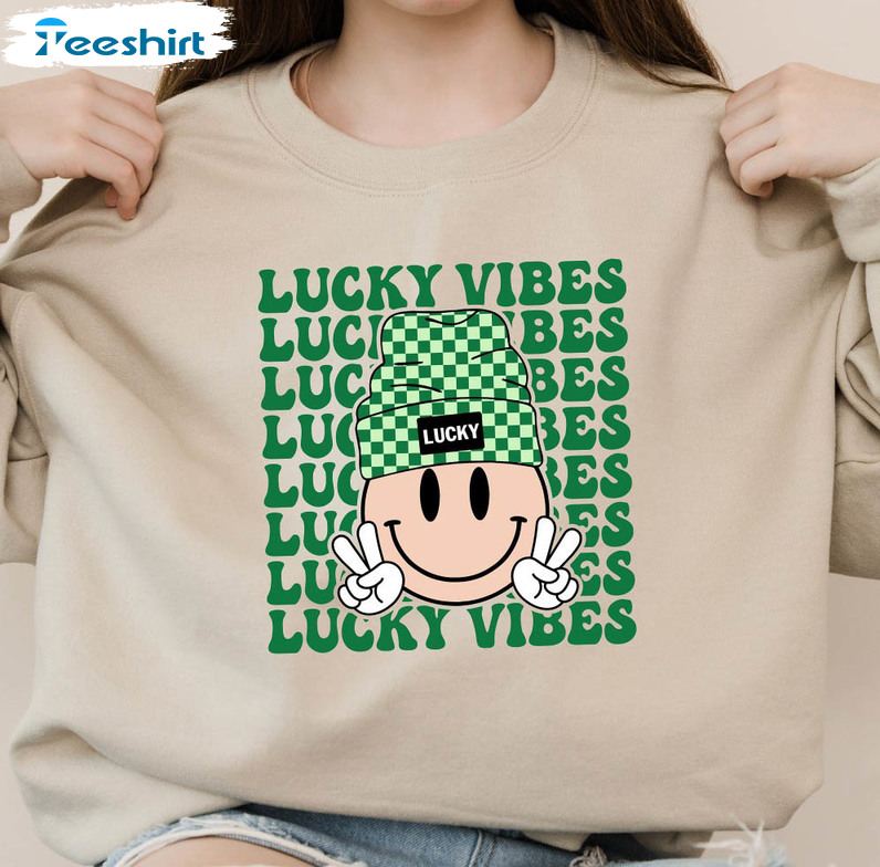 Lucky Vibes Sweatshirt, Irish St Patrick's Day Unisex T-shirt Long Sleeve