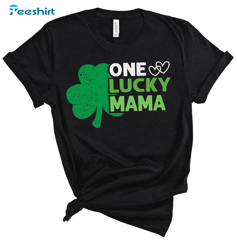 One Lucky Mama Sweatshirt, Cute Shamrock Unisex Hoodie Crewneck