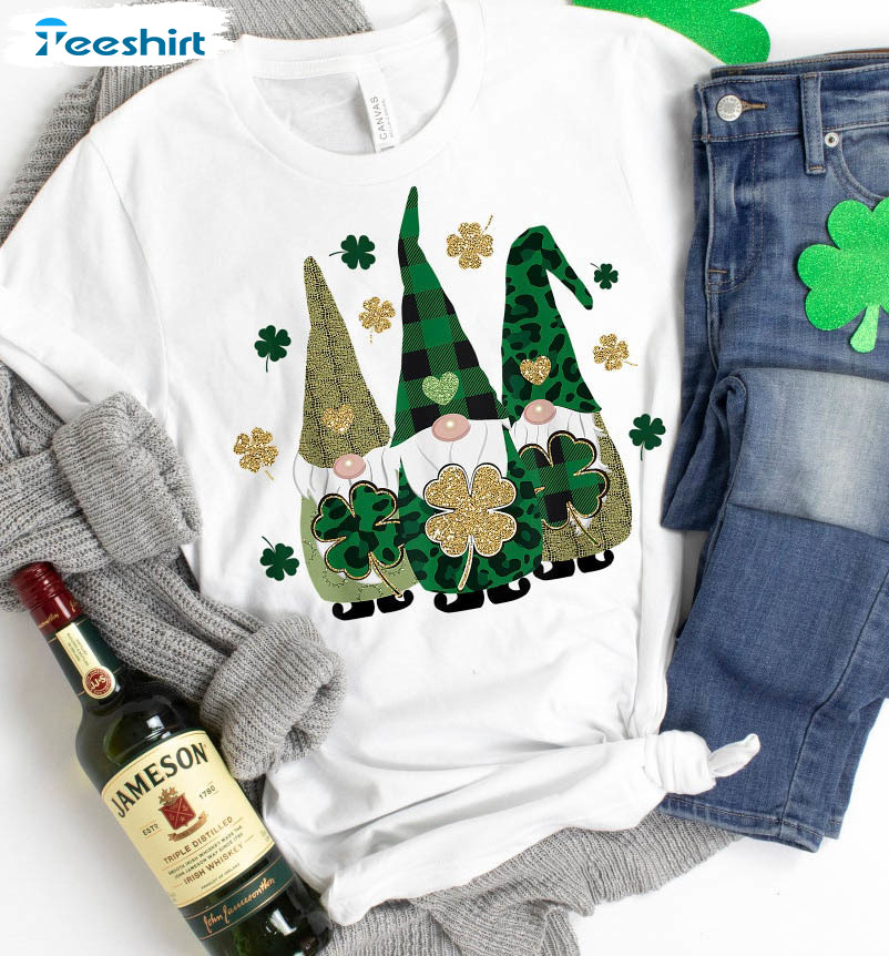 St Patricks Day Gnome Sweatshirt, Shamrock Trending Unisex Hoodie Long Sleeve