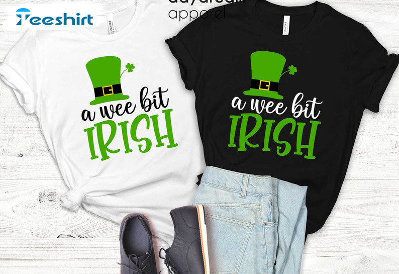 A Wee Bit Irish Cute Shirt, Leprechaun St Patrick's Day Short Sleeve Tee Tops