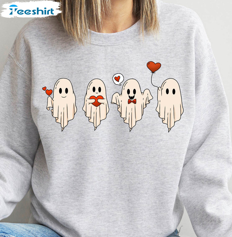 Valentines Day Ghost Funny Shirt, Cute Ghost Sweatshirt Unisex Hoodie