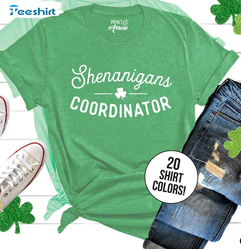 Shenanigans Coordinator St Patrick's Day Shirt, Shamrock Vintage Unisex T-shirt Short Sleeve