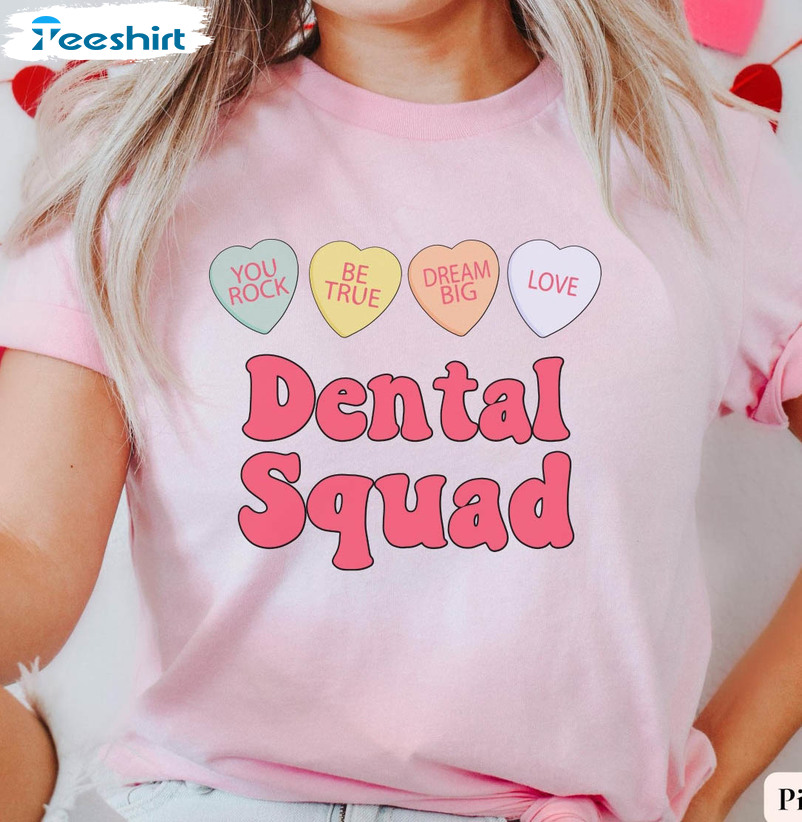 Valentines Day Dental Squad Shirt, Dental Hygienist Long Sleeve Unisex T-shirt