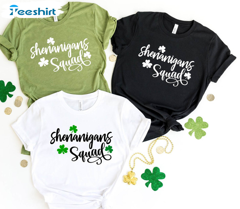 Shenanigans Squad Vintage Shirt, Matching St Patricks Day Short Sleeve Crewneck