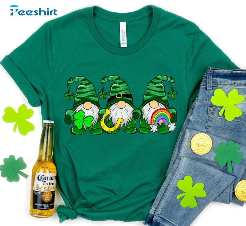 St Patricks Day Gnome Shirt, Saint Patricks Day Crewneck Short Sleeve