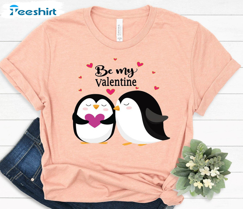 Be My Valentines Shirt, Valentines Day Penguins Tee Tops Unisex Hoodie