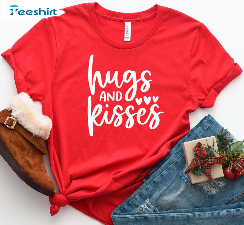 Hugs And Kisses Vintage Shirt, Valentines Day Unisex Hoodie Short Sleeve