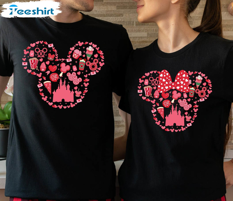 Mickey And Minnie Ears Shirt, Disneyworld Valentines Unisex T-shirt Short Sleeve