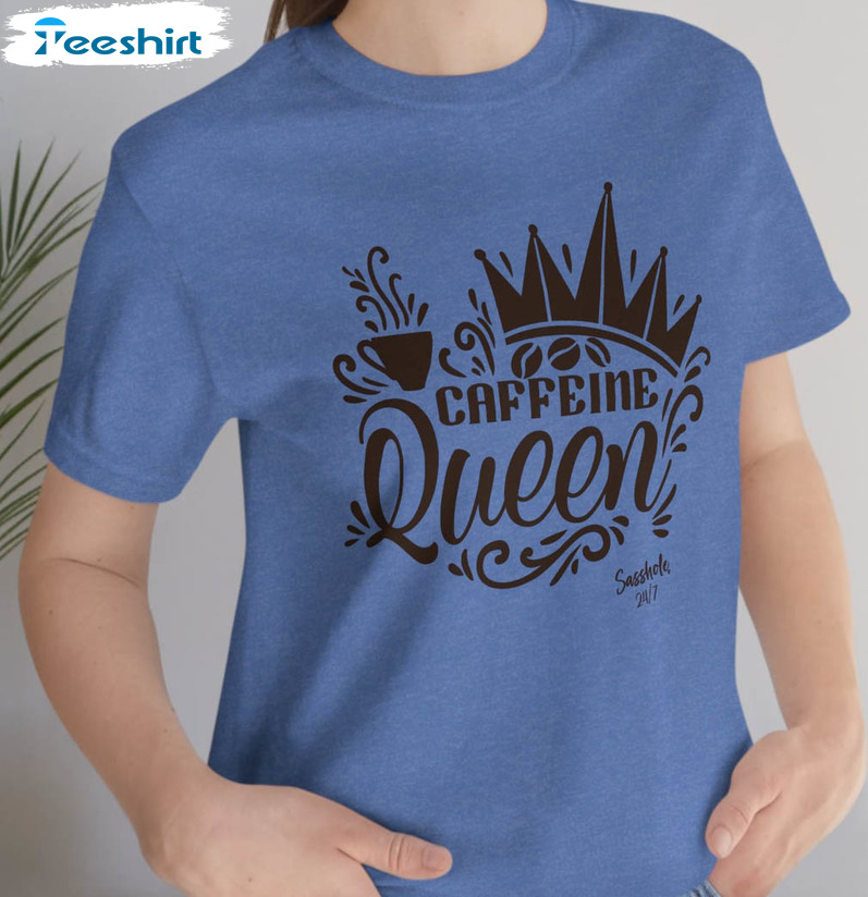 Caffeine Queen Vintage Shirt, Coffee Saying Funny Unisex T-shirt Short Sleeve