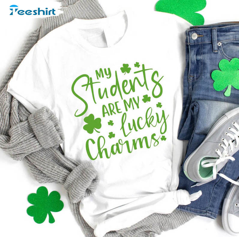 My Students Are My Lucky Charms Vintage Shirt, Irish St Patrick Day Short Sleeve Crewneck