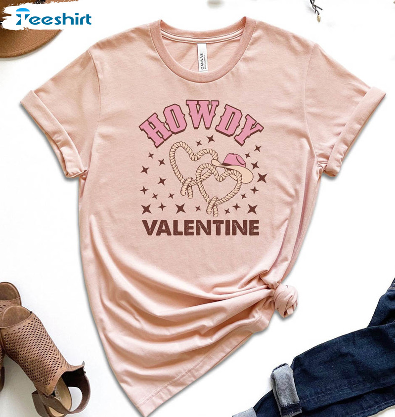 Howdy Valentine Shirt, Western Valentines Day Crewneck Sweatshirt