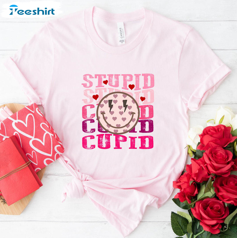 Stupid Cupid Vintage Shirt, Valentines Retro Unisex T-shirt Crewneck