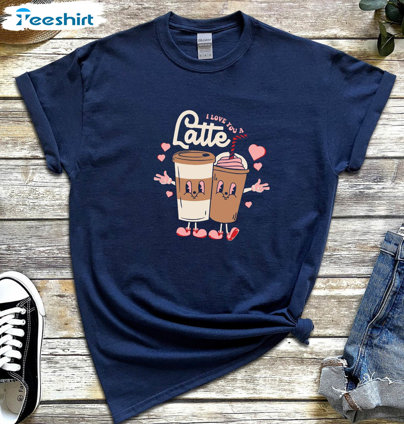 I Love You A Latte Shirt, Vintage Valentines Short Sleeve Unisex T-shirt