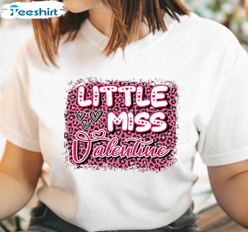 Little Miss Valentine Vintage Shirt, Little Girl Valentine Short Sleeve Crewneck