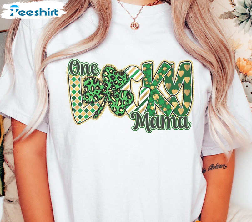 One Lucky Mama Shirt, Vintage St Patrick's Day Unisex T-shirt Long Sleeve