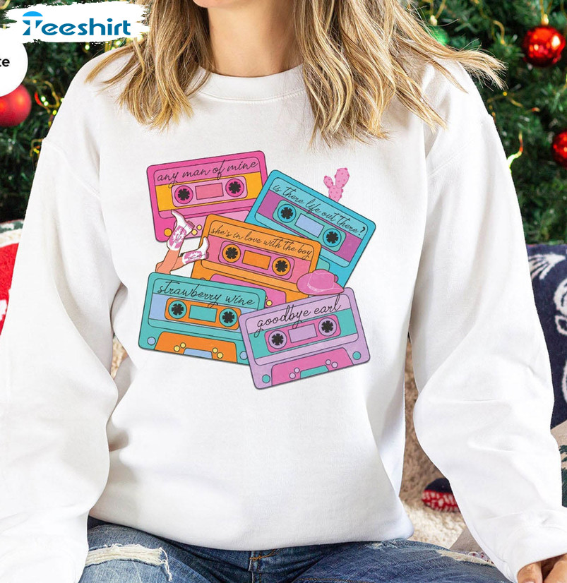 Vintage Music Quotes Western Song Shirt, Western Casette Tapes Long Sleeve Unisex T-shirt