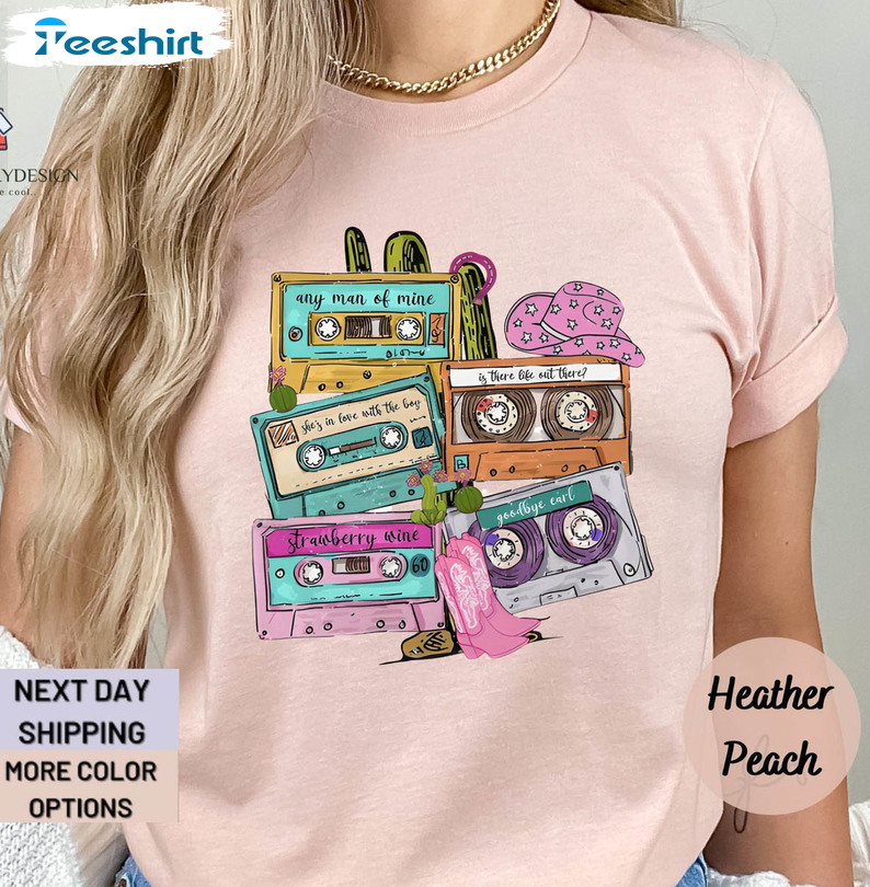 Western Cassette Shirt, Country Cassette Tapes Vintage Long Sleeve Unisex Hoodie