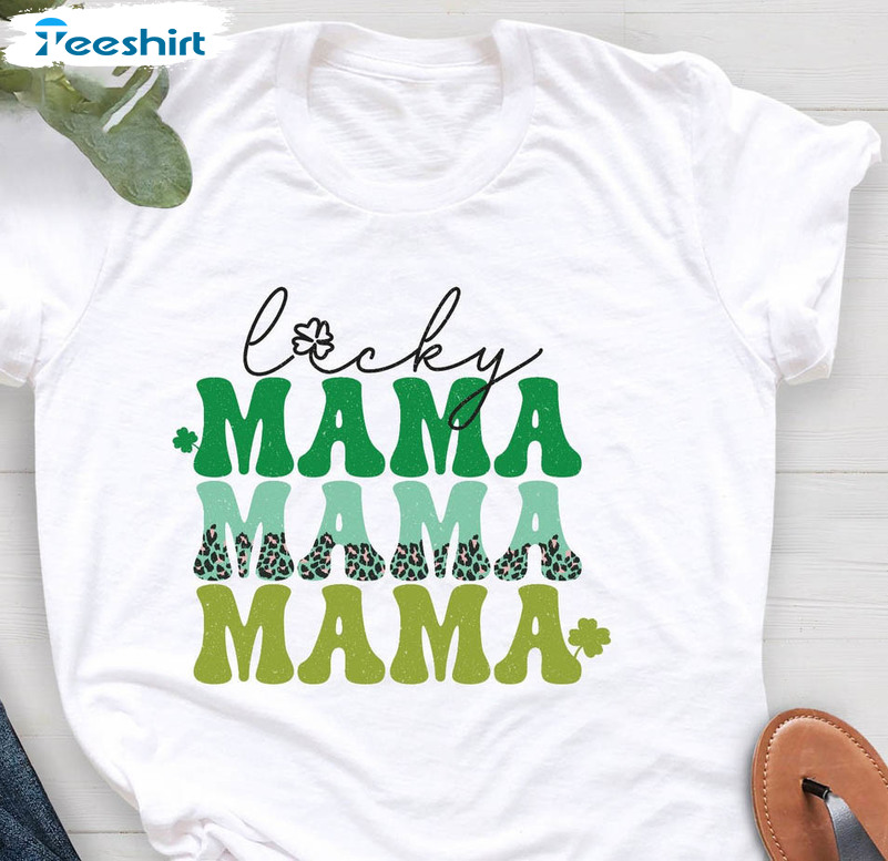 One Lucky Mama Shirt, Lucky Mom Crewneck Unisex T-shirt